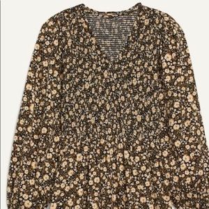 Long sleeve fit and flare smocked midi dress